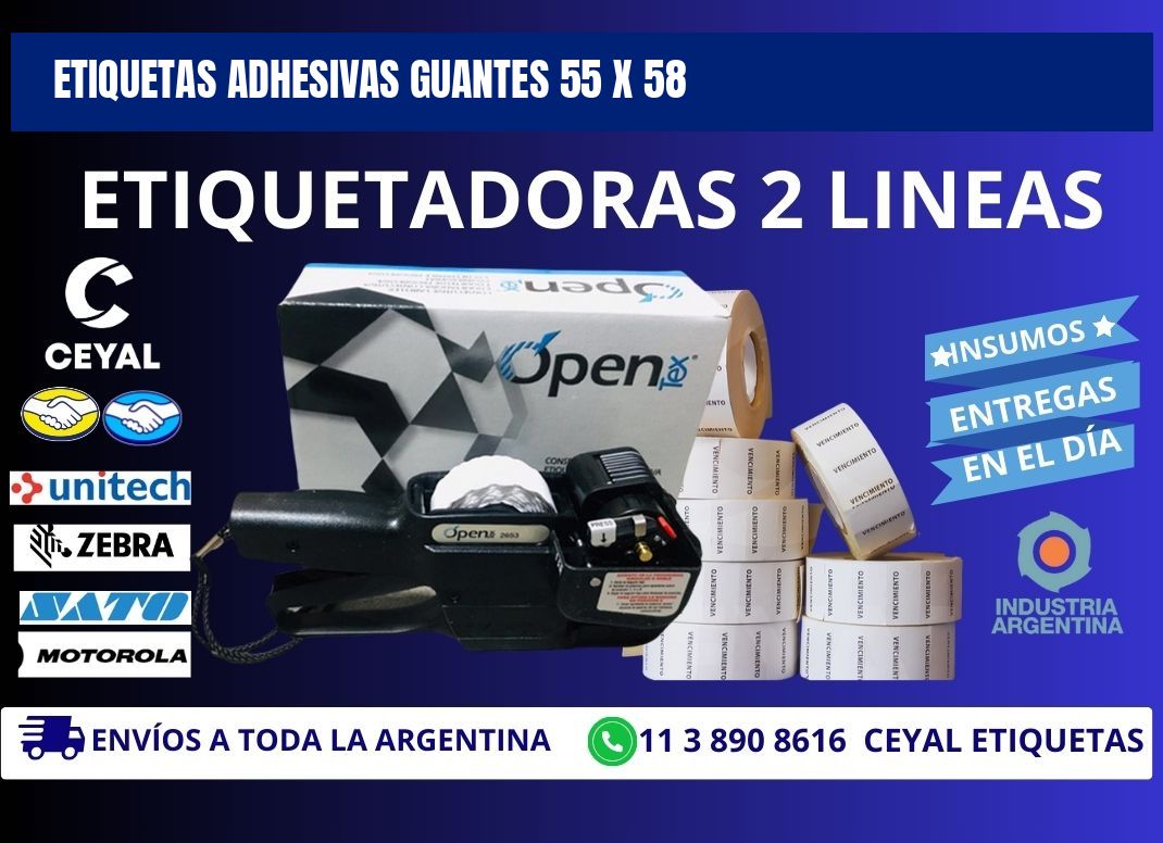 ETIQUETAS ADHESIVAS GUANTES 55 x 58