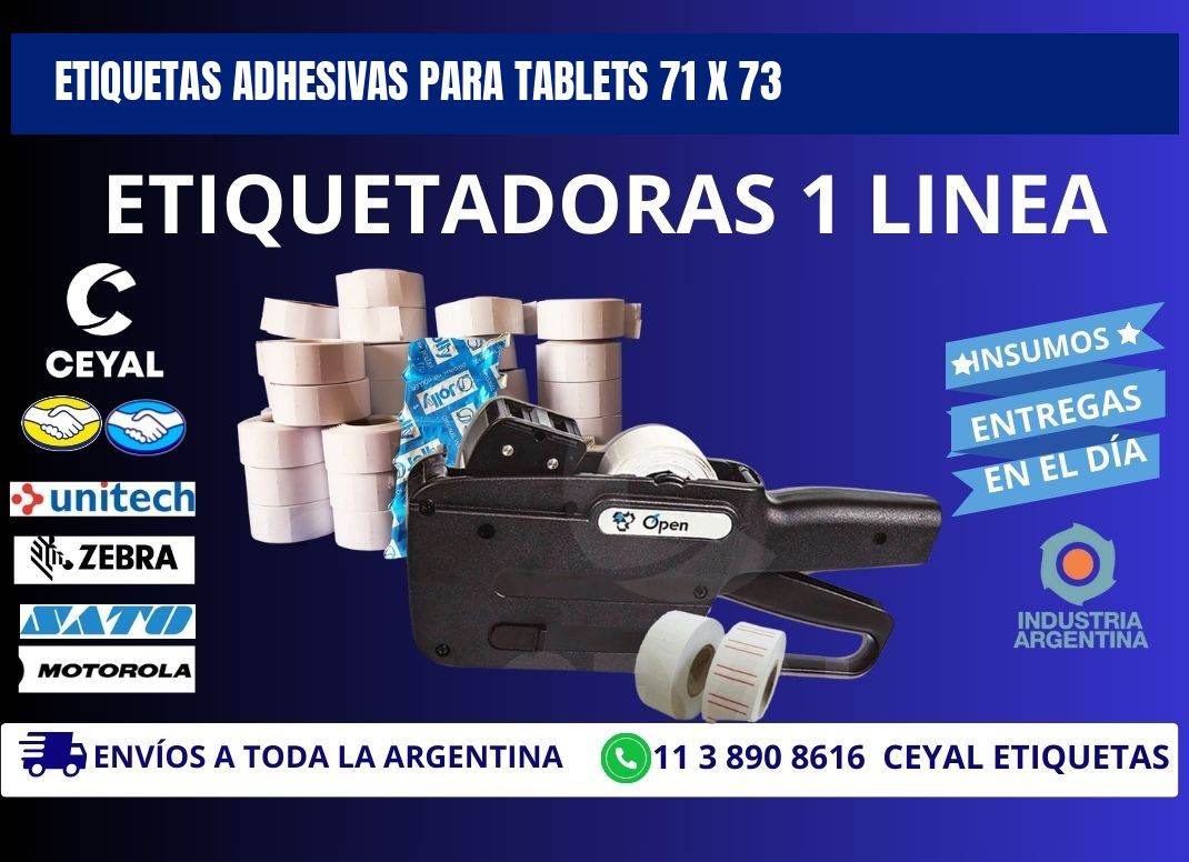 ETIQUETAS ADHESIVAS PARA TABLETS 71 x 73