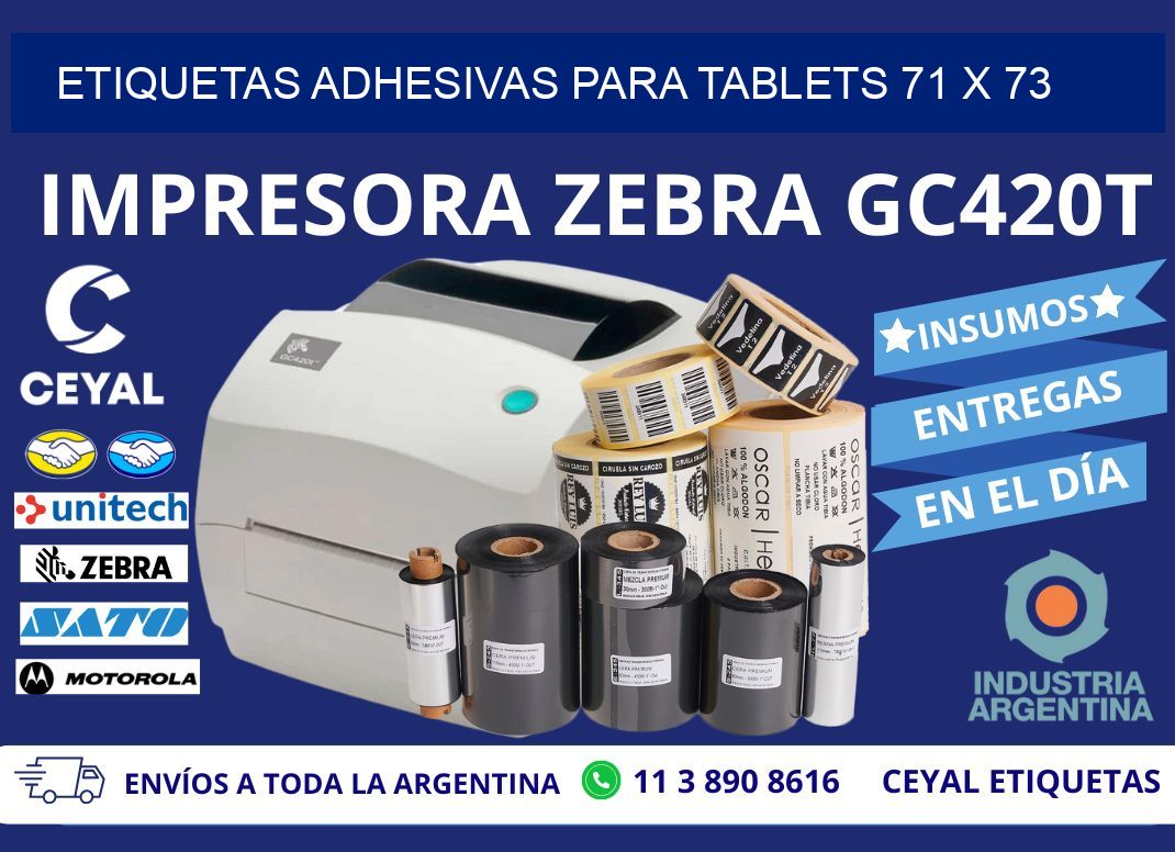 ETIQUETAS ADHESIVAS PARA TABLETS 71 x 73