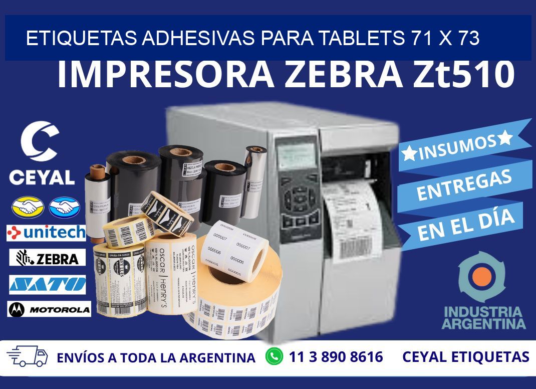 ETIQUETAS ADHESIVAS PARA TABLETS 71 x 73