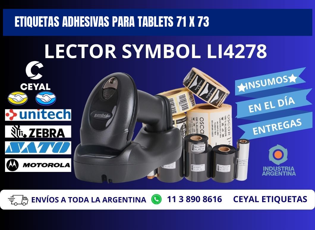 ETIQUETAS ADHESIVAS PARA TABLETS 71 x 73