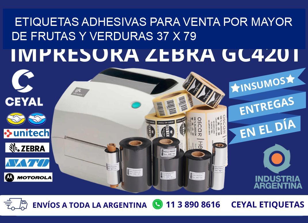 ETIQUETAS ADHESIVAS PARA VENTA POR MAYOR DE FRUTAS Y VERDURAS 37 x 79
