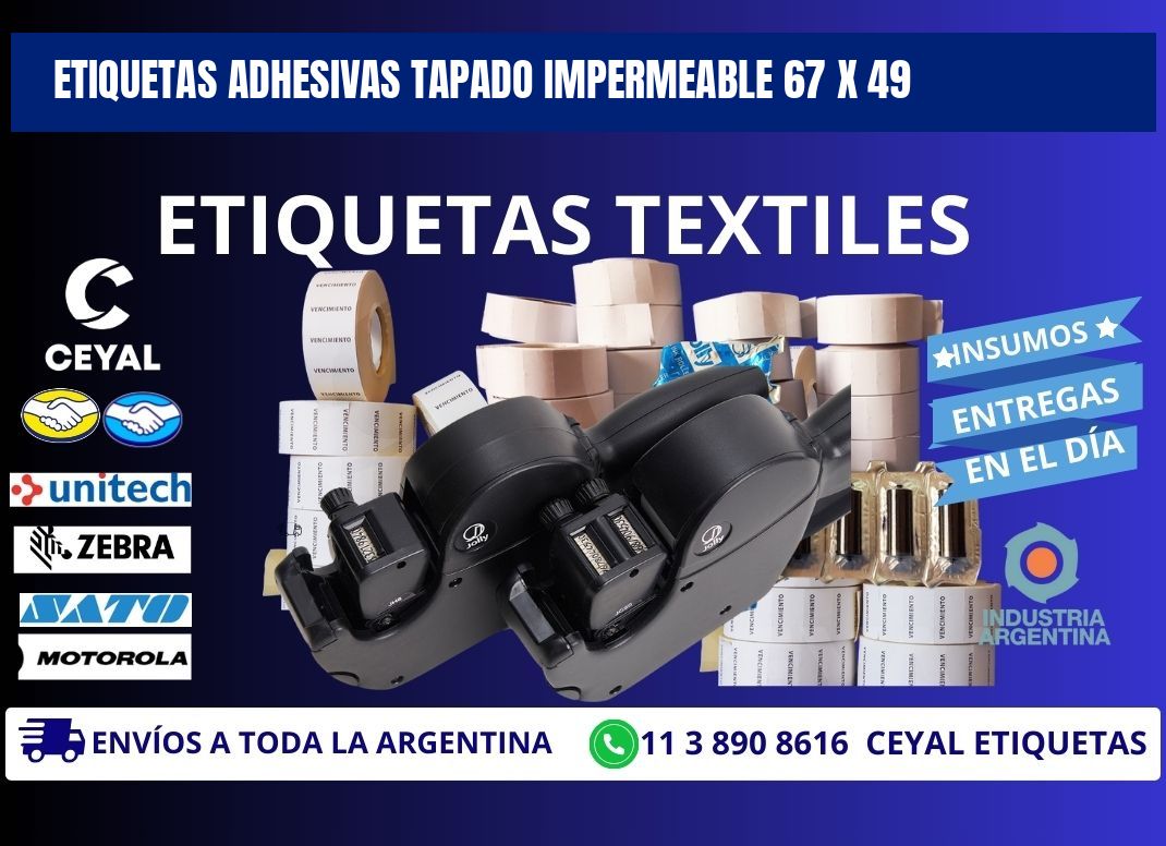 ETIQUETAS ADHESIVAS TAPADO IMPERMEABLE 67 x 49