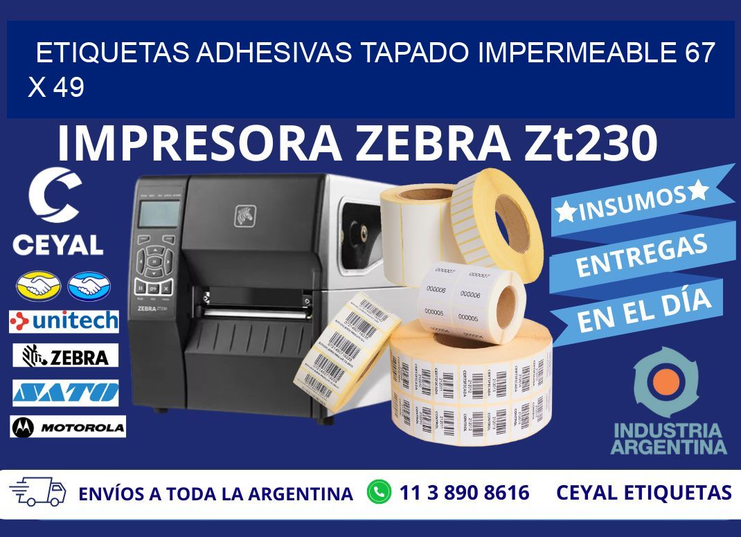 ETIQUETAS ADHESIVAS TAPADO IMPERMEABLE 67 x 49