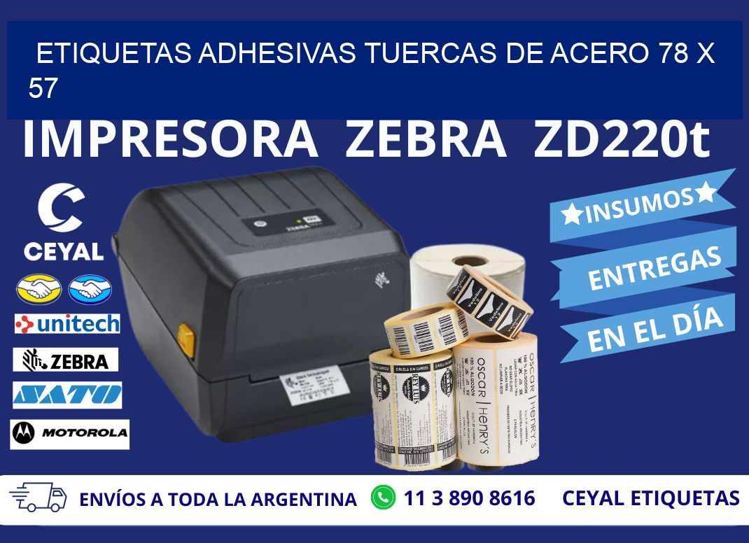 ETIQUETAS ADHESIVAS TUERCAS DE ACERO 78 x 57