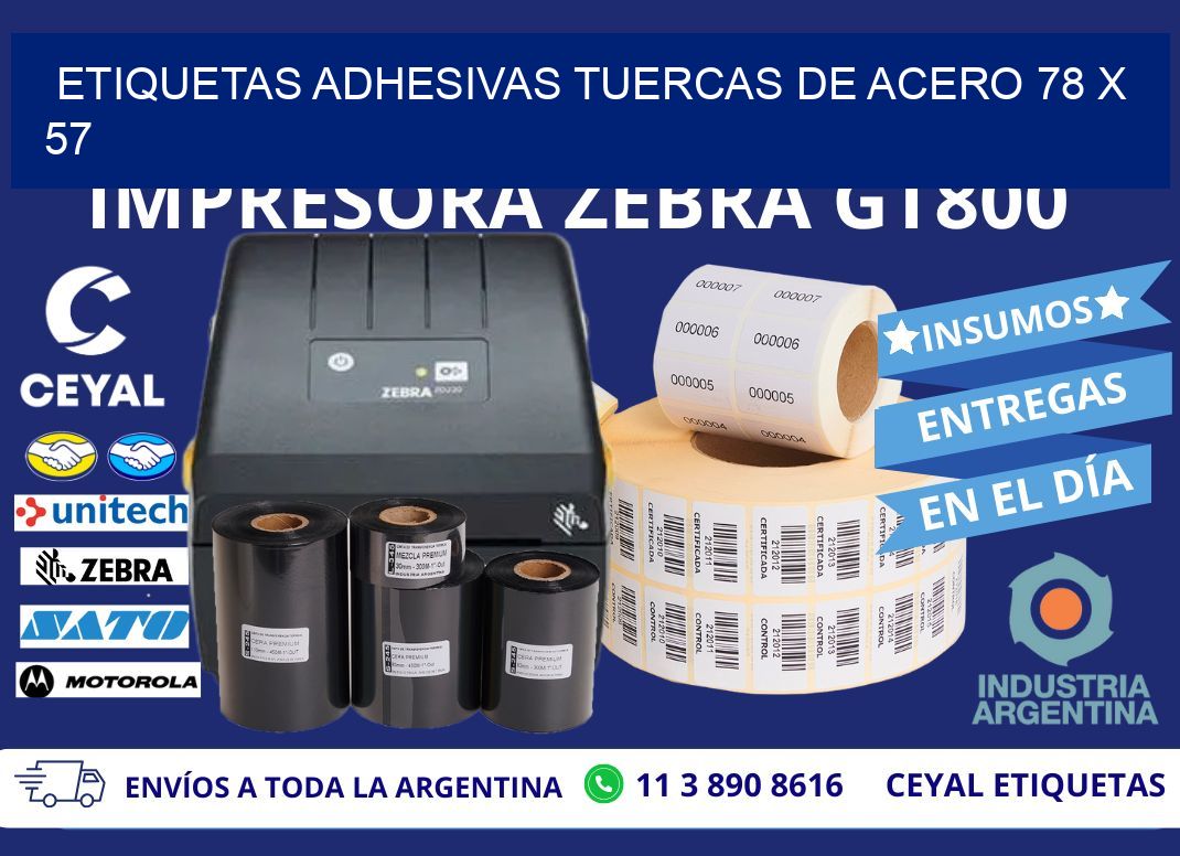 ETIQUETAS ADHESIVAS TUERCAS DE ACERO 78 x 57