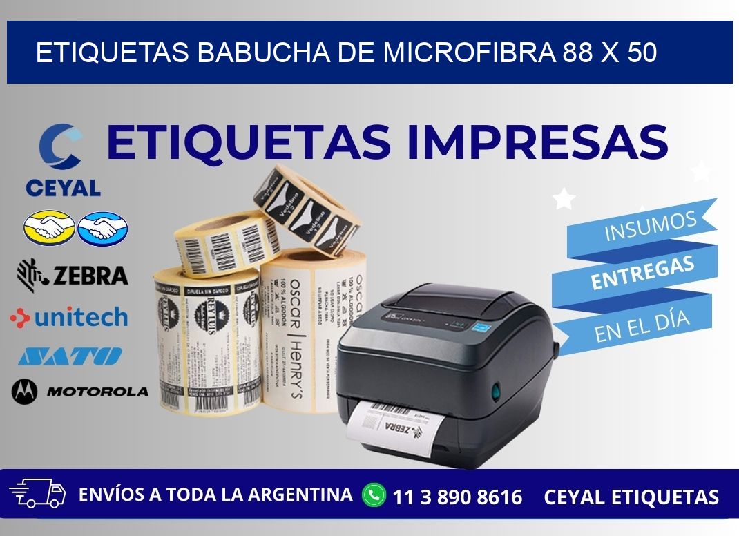 ETIQUETAS BABUCHA DE MICROFIBRA 88 x 50