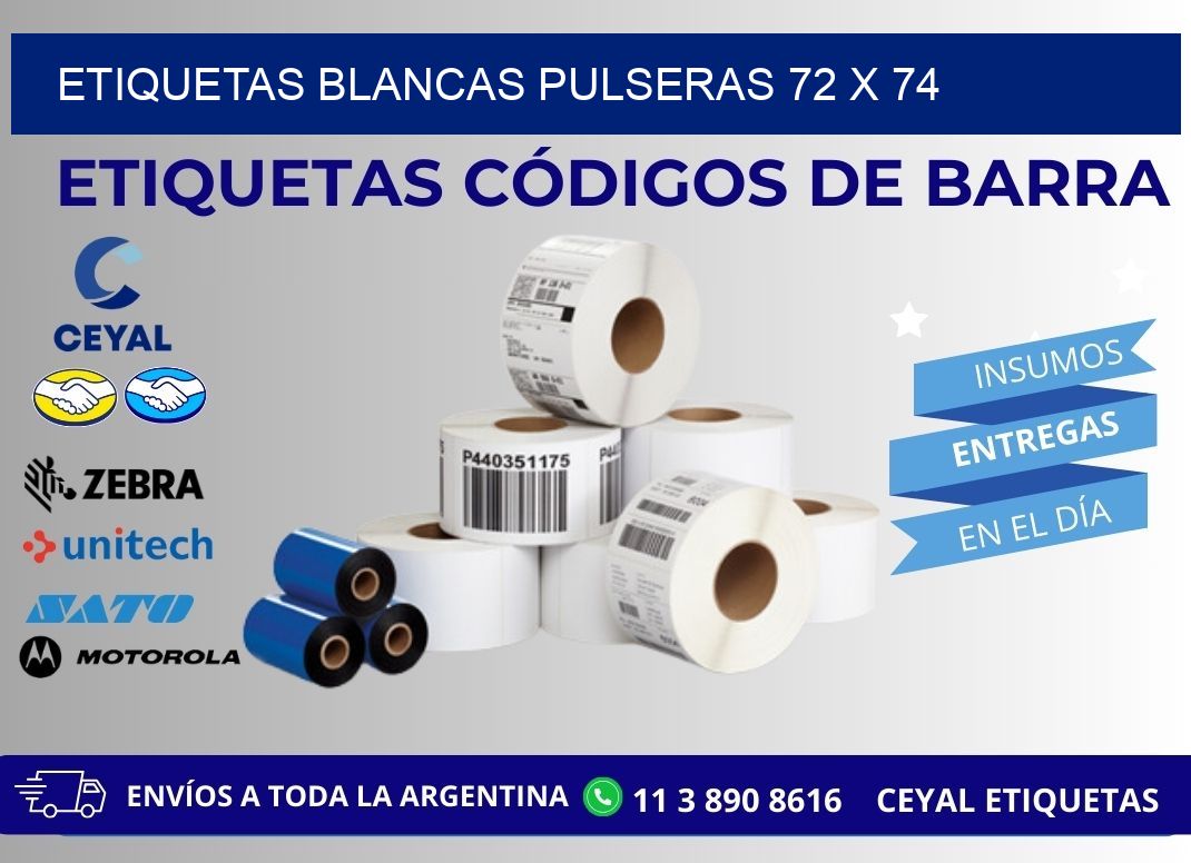 ETIQUETAS BLANCAS PULSERAS 72 x 74