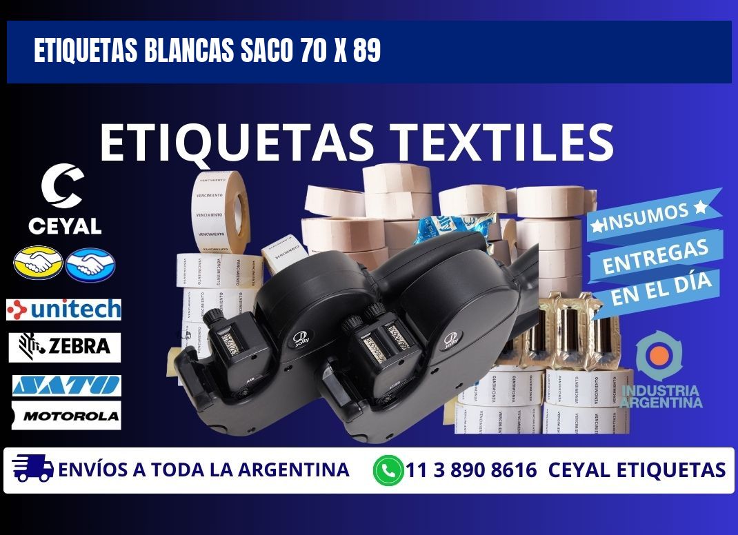ETIQUETAS BLANCAS SACO 70 x 89