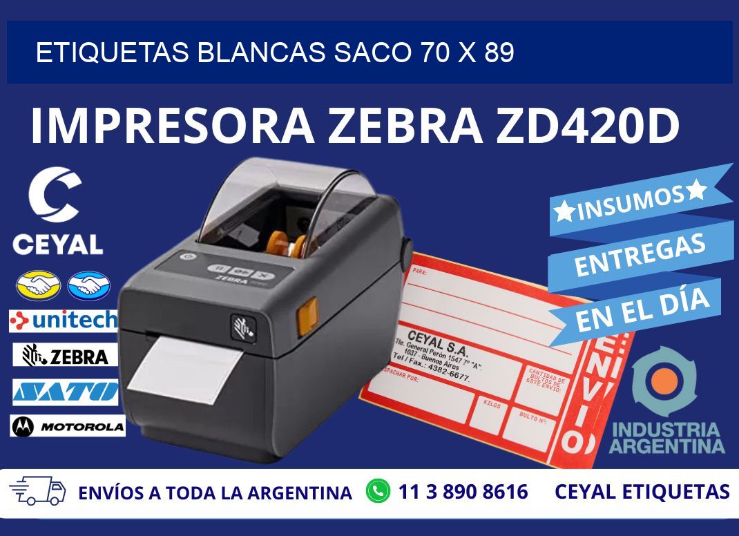 ETIQUETAS BLANCAS SACO 70 x 89