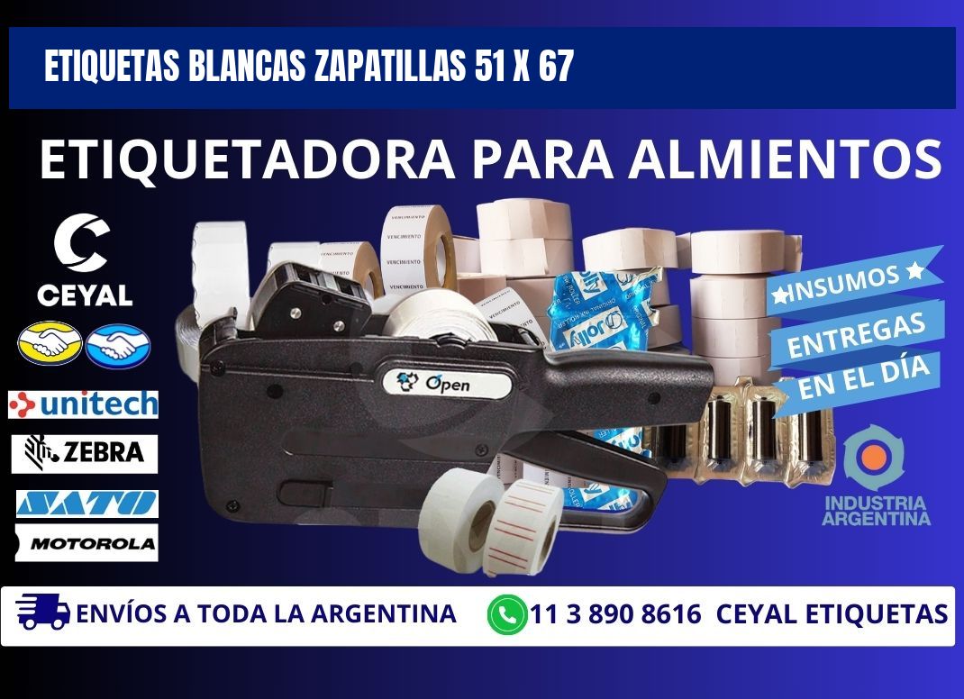 ETIQUETAS BLANCAS ZAPATILLAS 51 x 67