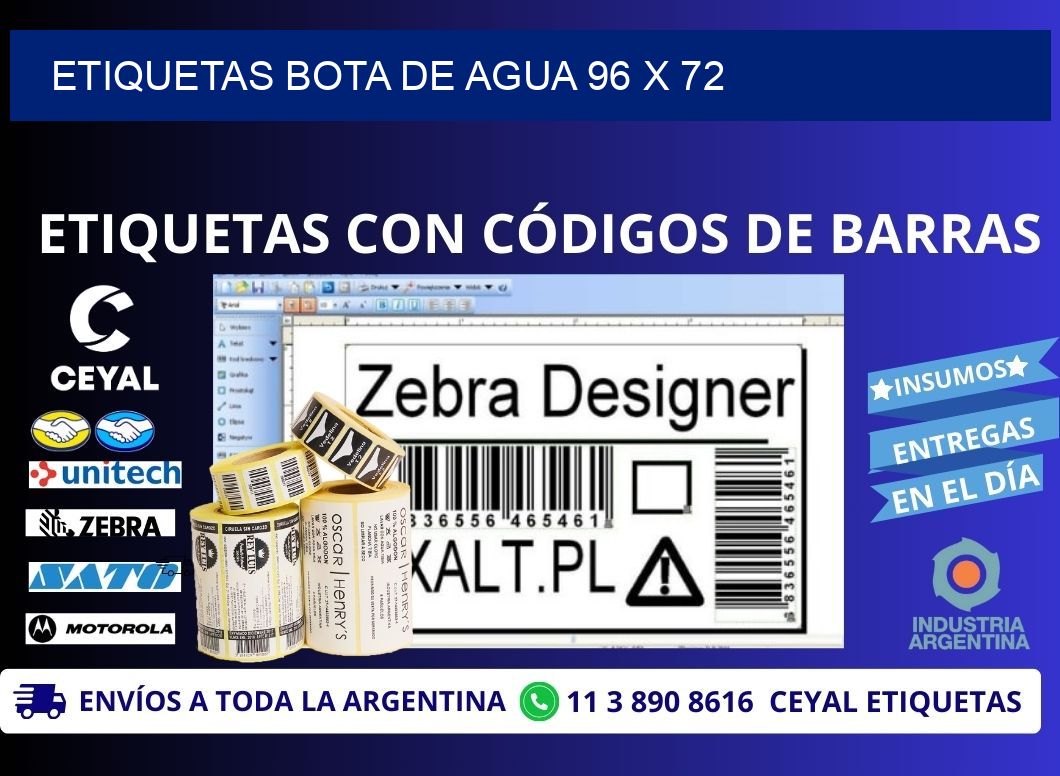 ETIQUETAS BOTA DE AGUA 96 x 72