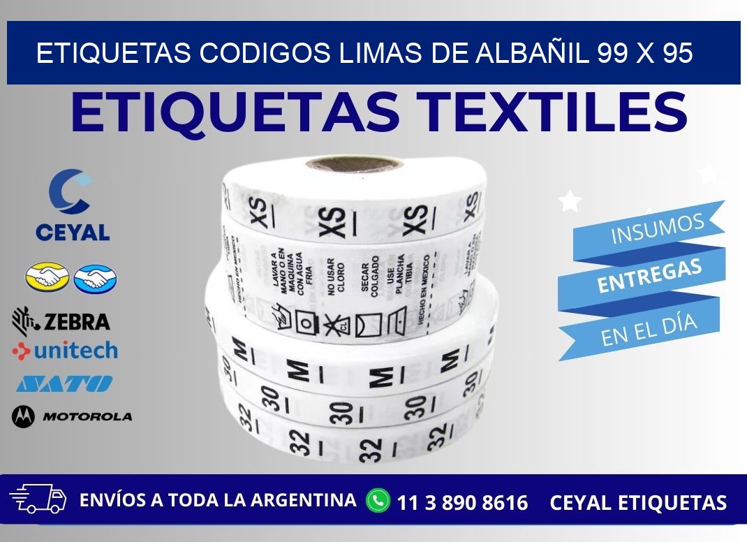 ETIQUETAS CODIGOS LIMAS DE ALBAÑIL 99 x 95