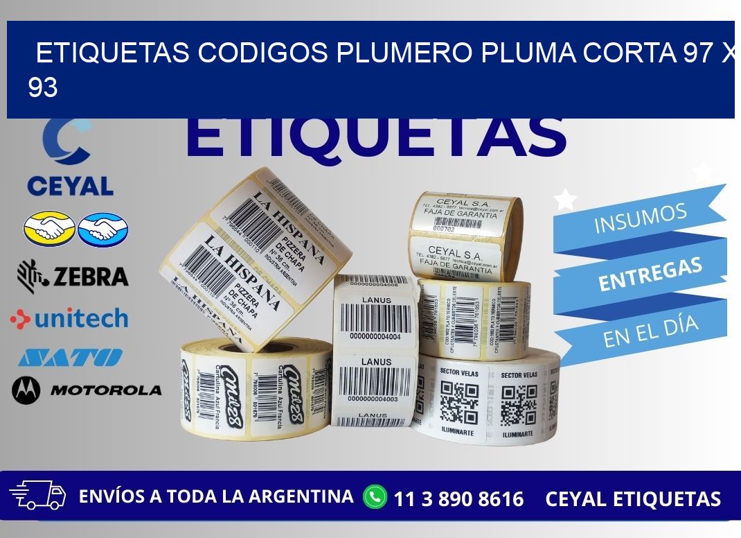 ETIQUETAS CODIGOS PLUMERO PLUMA CORTA 97 x 93