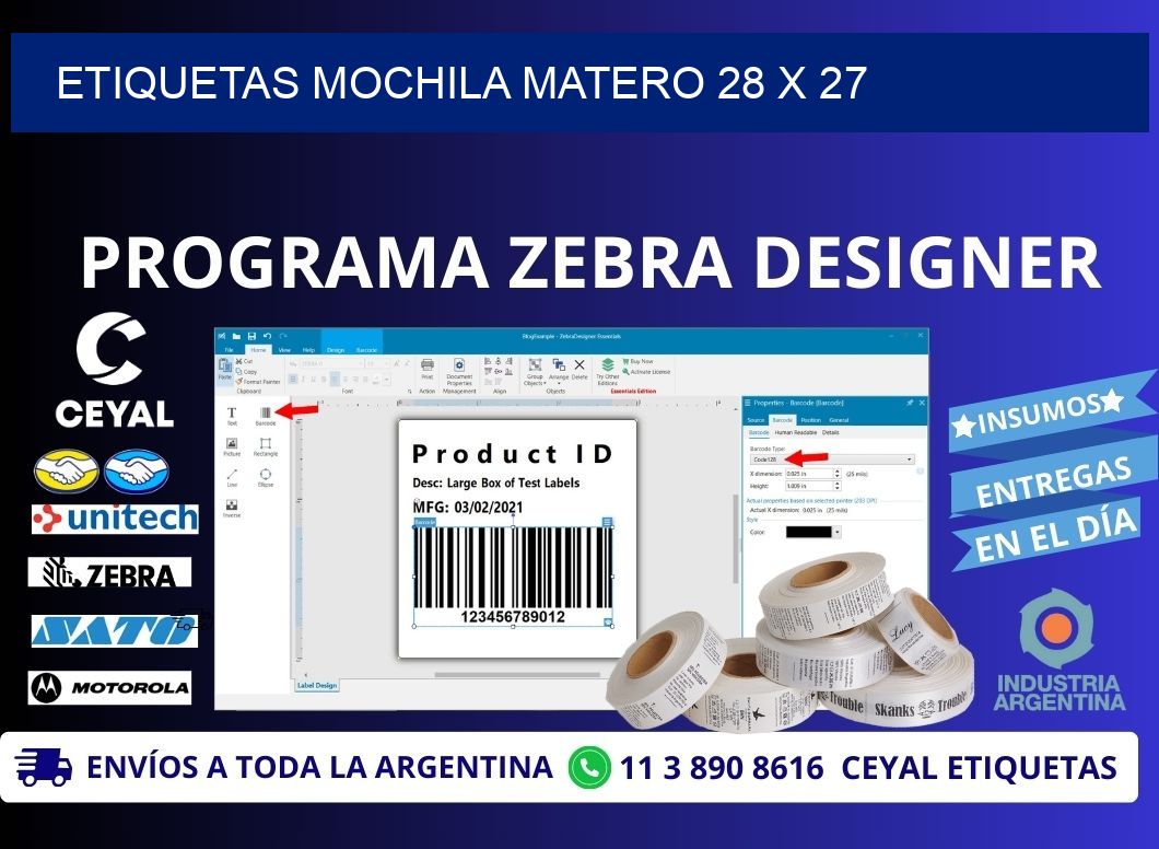 ETIQUETAS MOCHILA MATERO 28 x 27