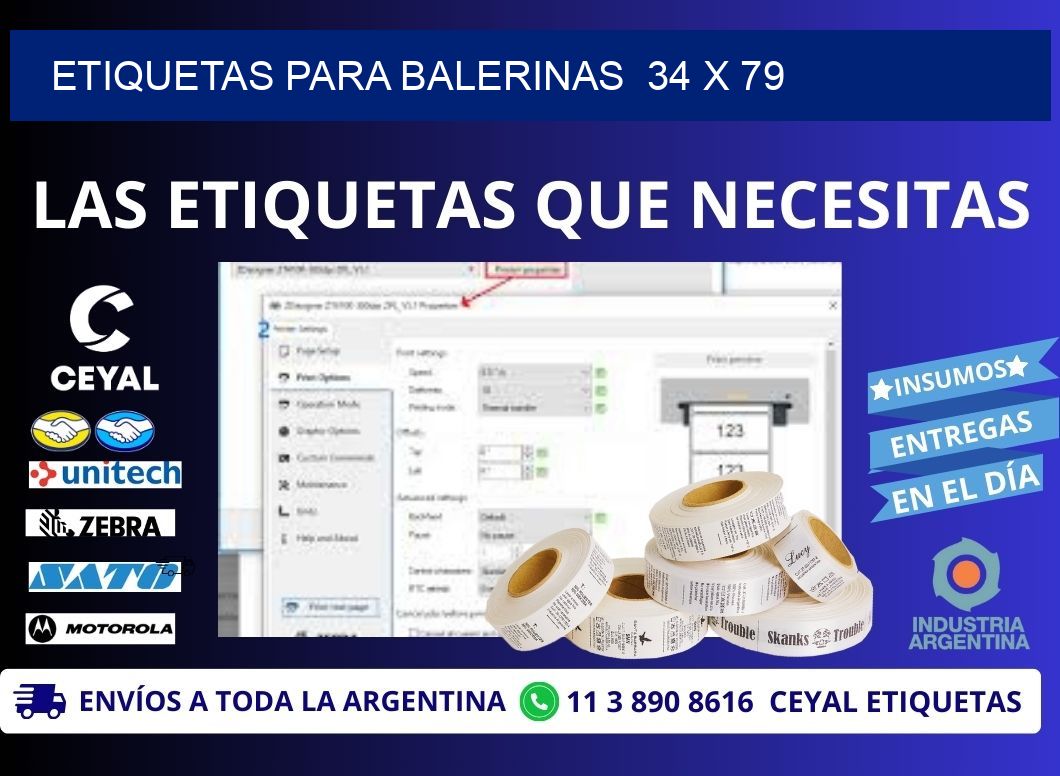 ETIQUETAS PARA BALERINAS  34 x 79