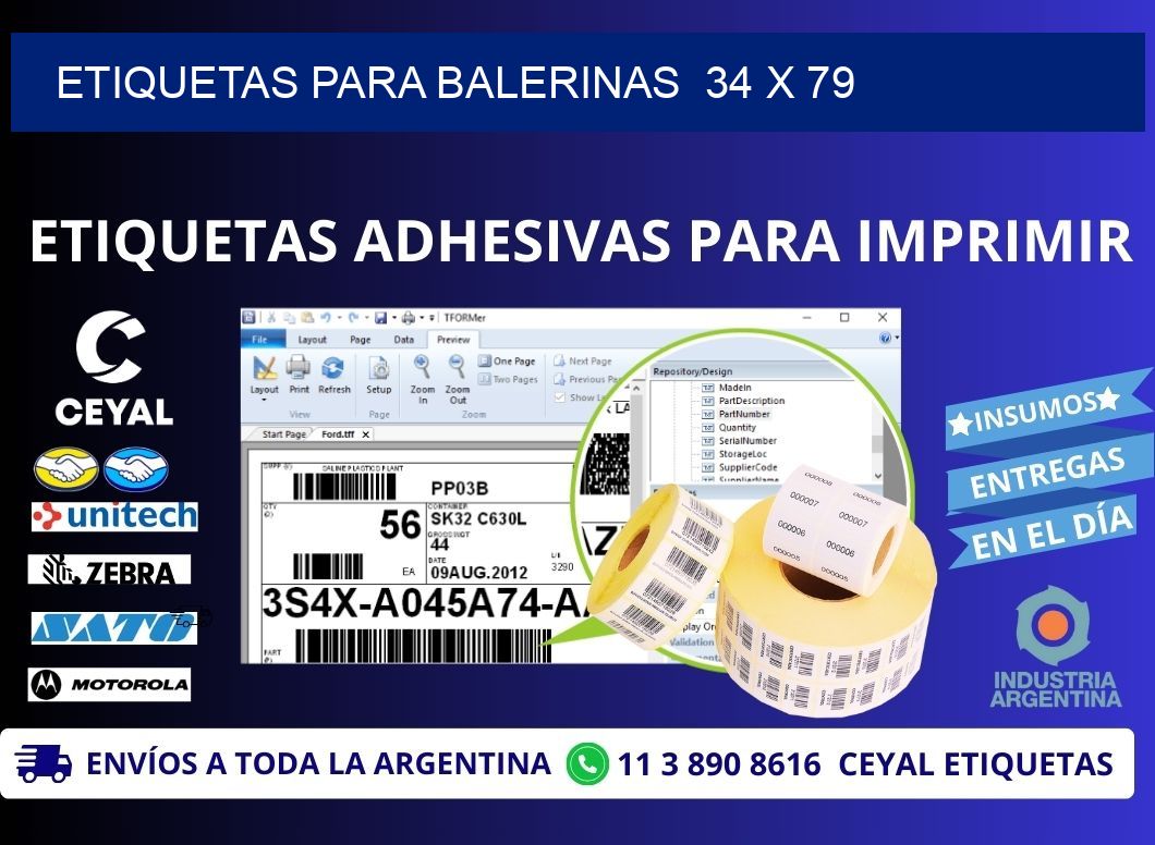 ETIQUETAS PARA BALERINAS  34 x 79