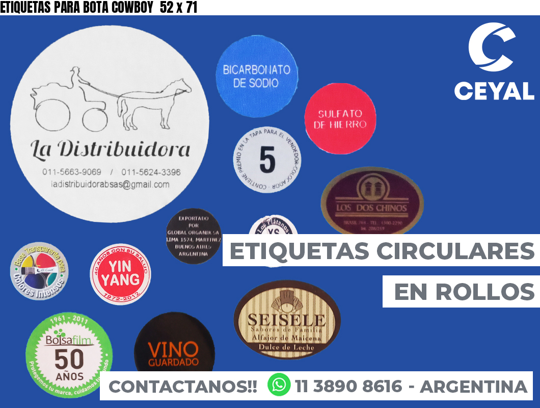 ETIQUETAS PARA BOTA COWBOY  52 x 71