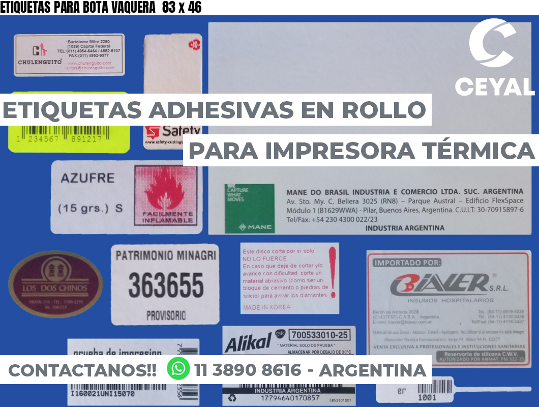 ETIQUETAS PARA BOTA VAQUERA  83 x 46