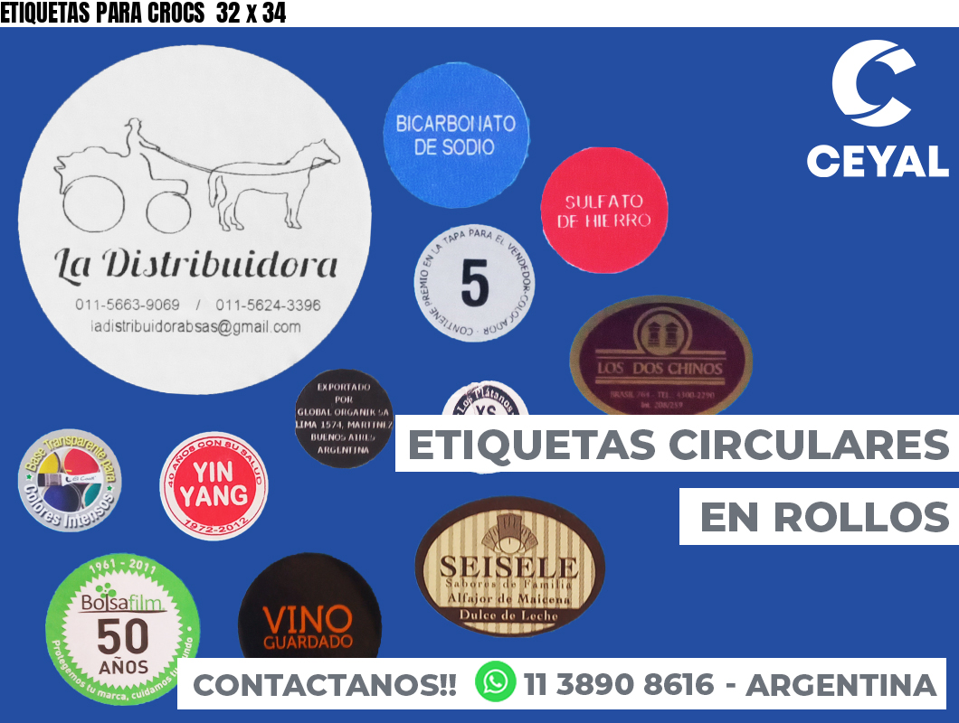ETIQUETAS PARA CROCS  32 x 34