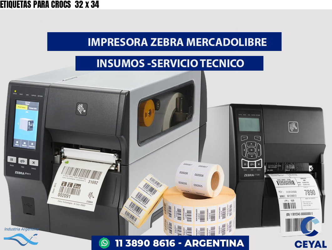 ETIQUETAS PARA CROCS  32 x 34