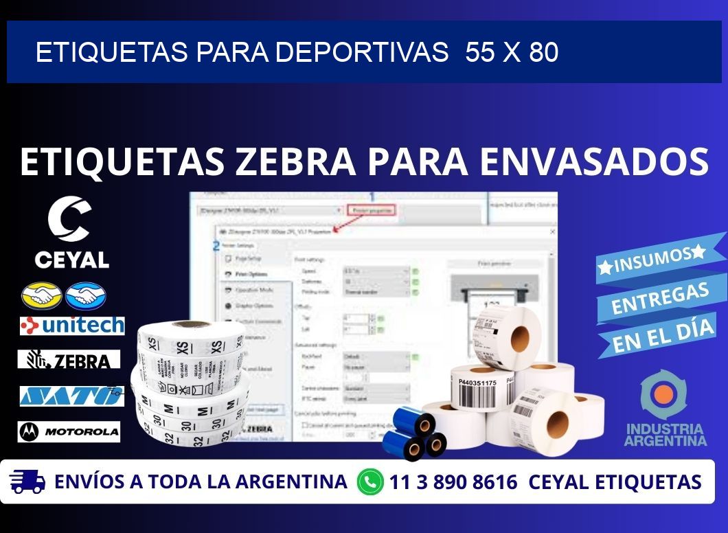 ETIQUETAS PARA DEPORTIVAS  55 x 80