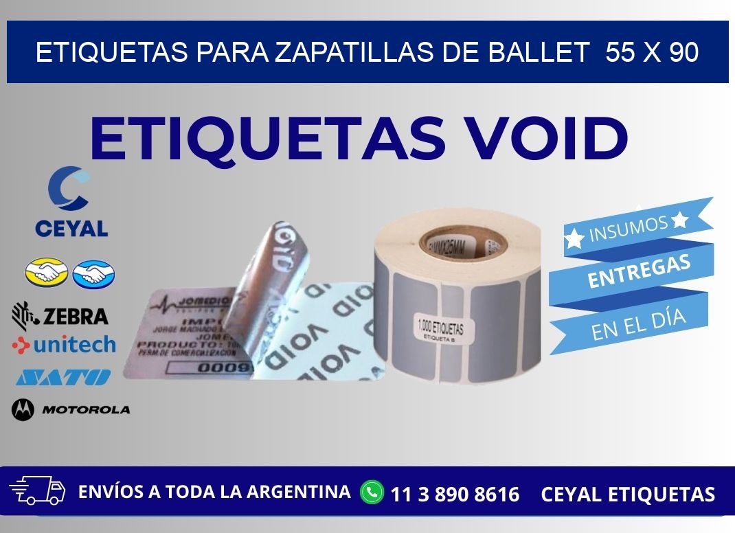ETIQUETAS PARA ZAPATILLAS DE BALLET  55 x 90