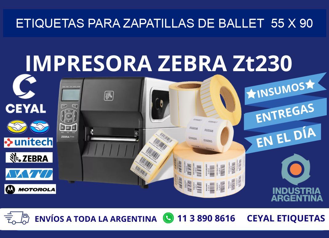 ETIQUETAS PARA ZAPATILLAS DE BALLET  55 x 90