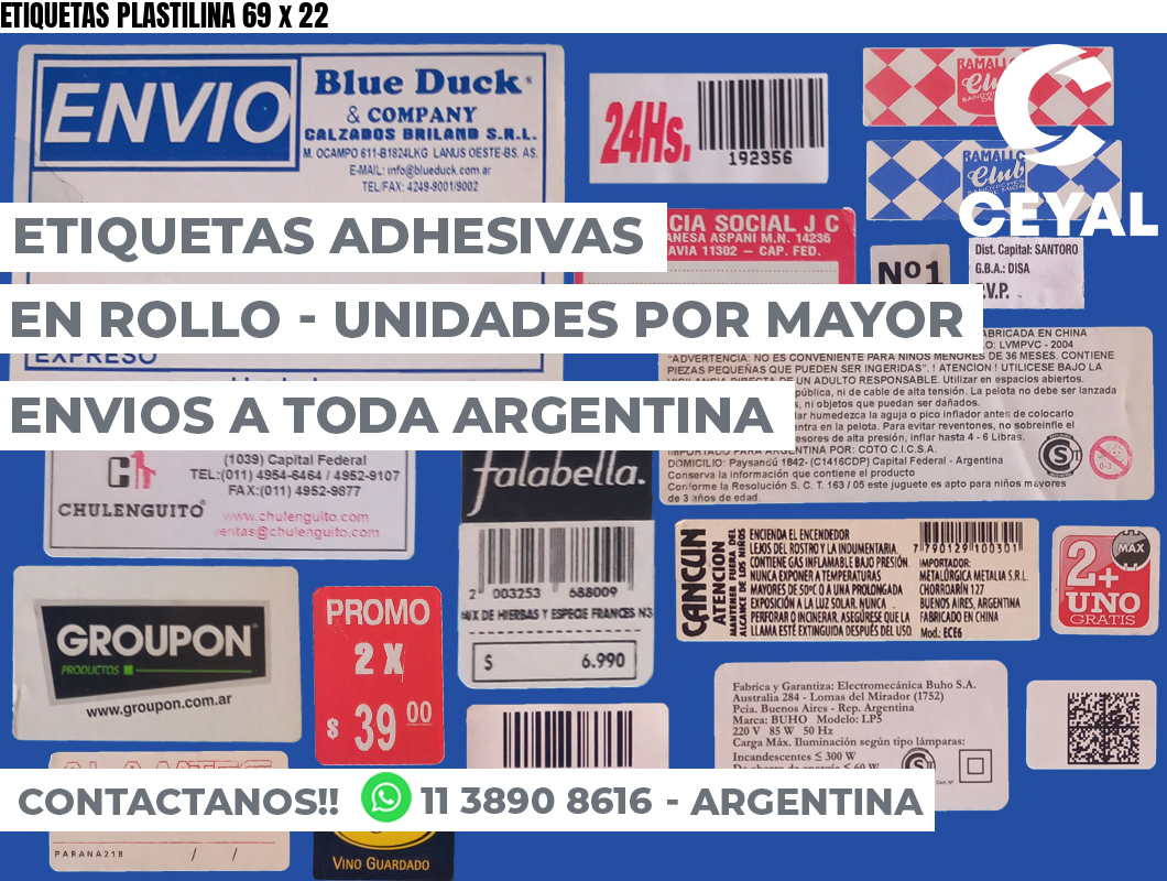 ETIQUETAS PLASTILINA 69 x 22