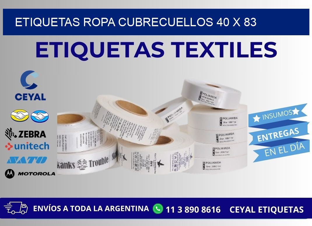 ETIQUETAS ROPA CUBRECUELLOS 40 x 83