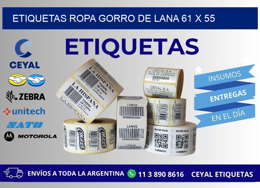 ETIQUETAS ROPA GORRO DE LANA 61 x 55