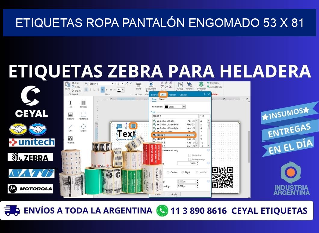 ETIQUETAS ROPA PANTALÓN ENGOMADO 53 x 81