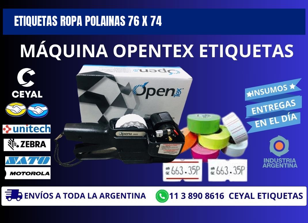 ETIQUETAS ROPA POLAINAS 76 x 74