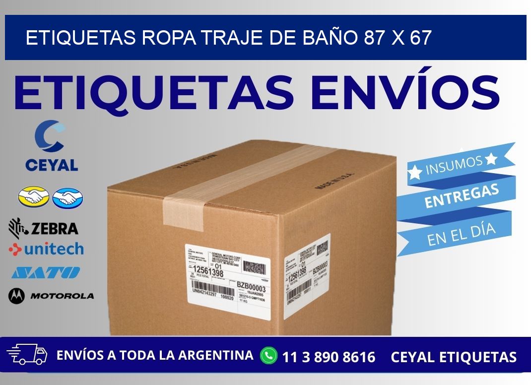 ETIQUETAS ROPA TRAJE DE BAÑO 87 x 67