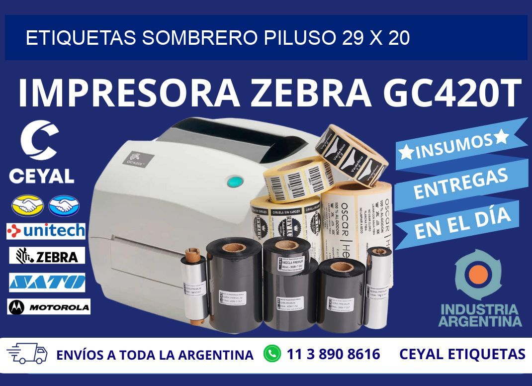 ETIQUETAS SOMBRERO PILUSO 29 x 20