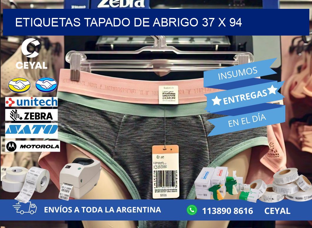 ETIQUETAS TAPADO DE ABRIGO 37 x 94