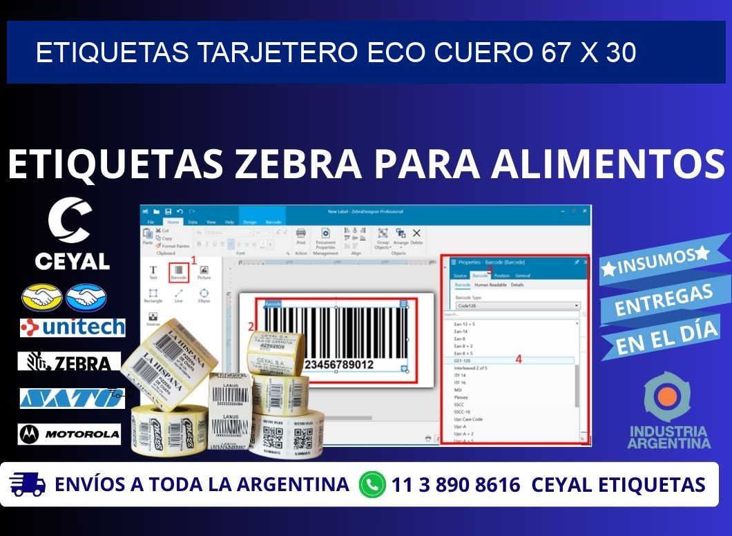 ETIQUETAS TARJETERO ECO CUERO 67 x 30