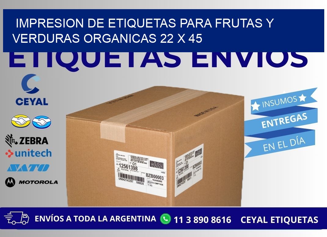 IMPRESION DE ETIQUETAS PARA FRUTAS Y VERDURAS ORGANICAS 22 x 45