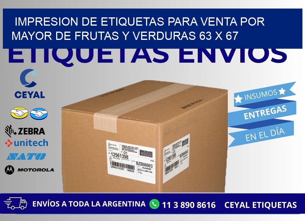 IMPRESION DE ETIQUETAS PARA VENTA POR MAYOR DE FRUTAS Y VERDURAS 63 x 67
