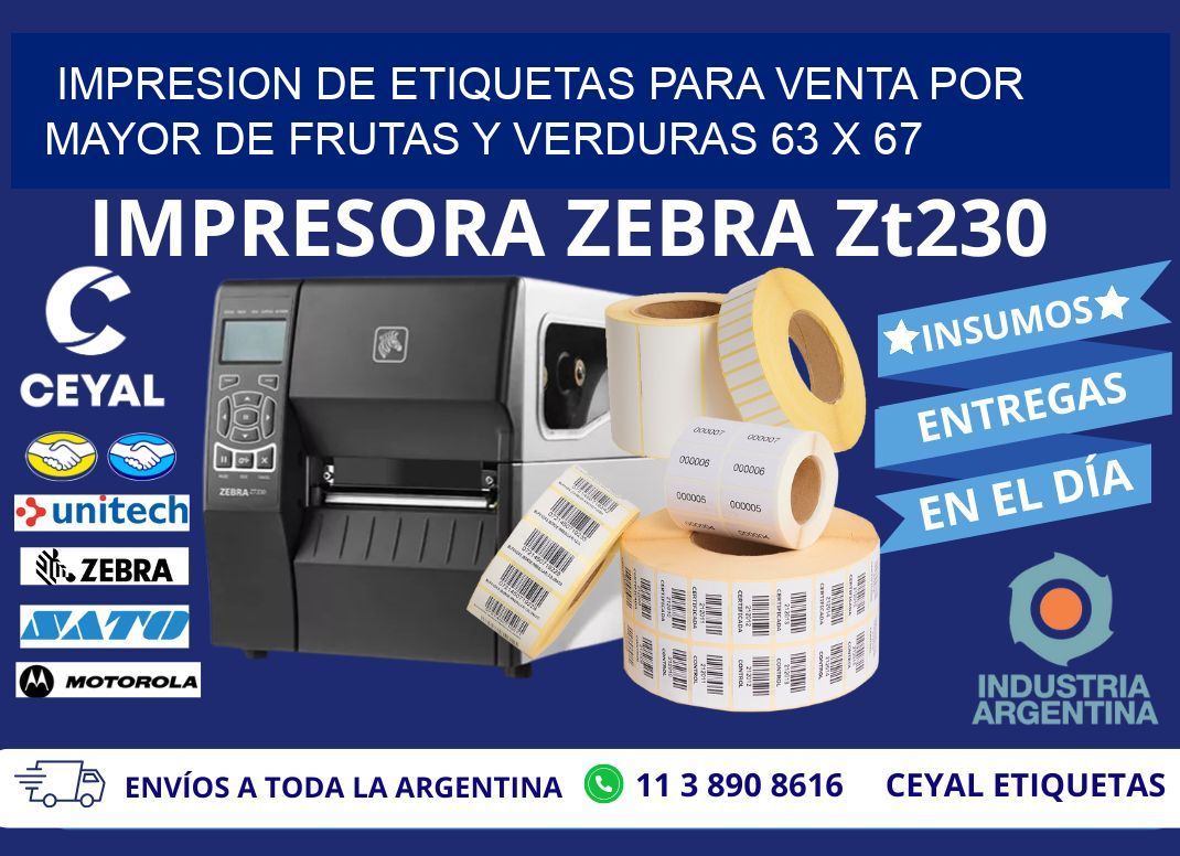 IMPRESION DE ETIQUETAS PARA VENTA POR MAYOR DE FRUTAS Y VERDURAS 63 x 67