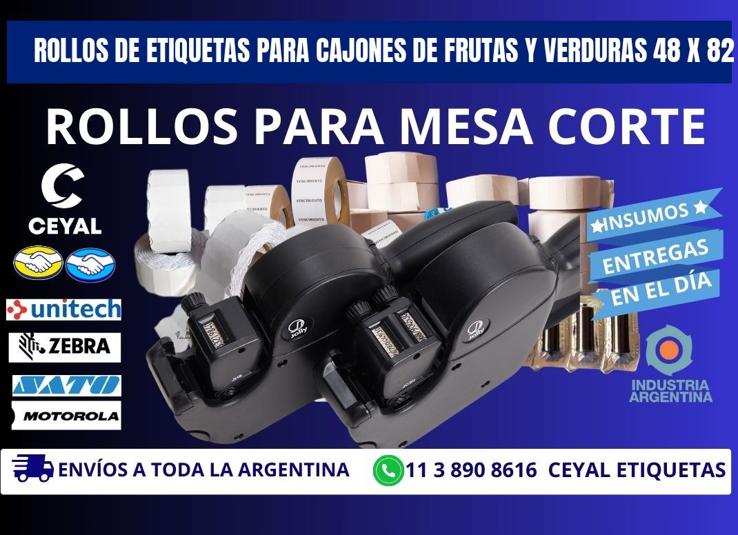 ROLLOS DE ETIQUETAS PARA CAJONES DE FRUTAS Y VERDURAS 48 x 82