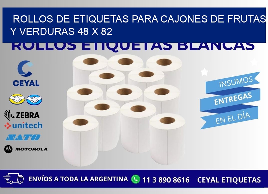 ROLLOS DE ETIQUETAS PARA CAJONES DE FRUTAS Y VERDURAS 48 x 82
