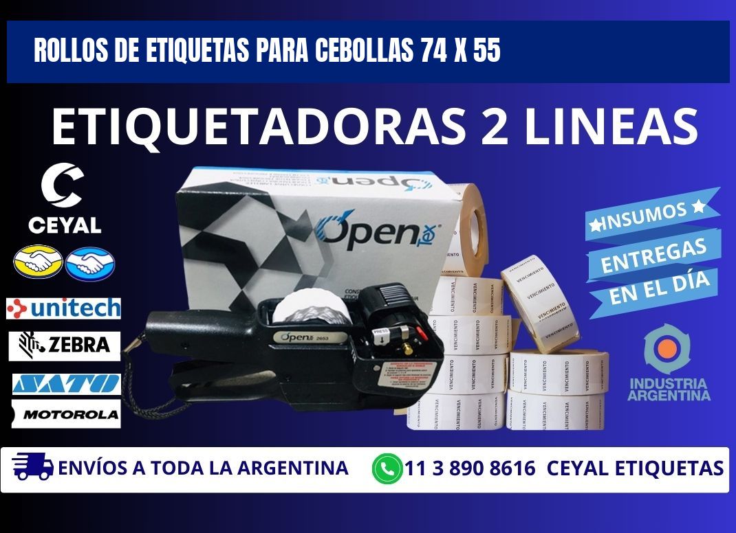 ROLLOS DE ETIQUETAS PARA CEBOLLAS 74 x 55
