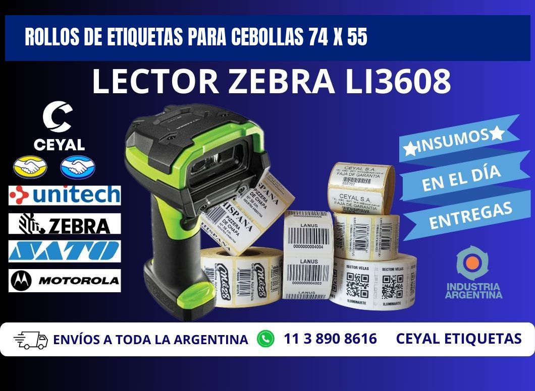 ROLLOS DE ETIQUETAS PARA CEBOLLAS 74 x 55