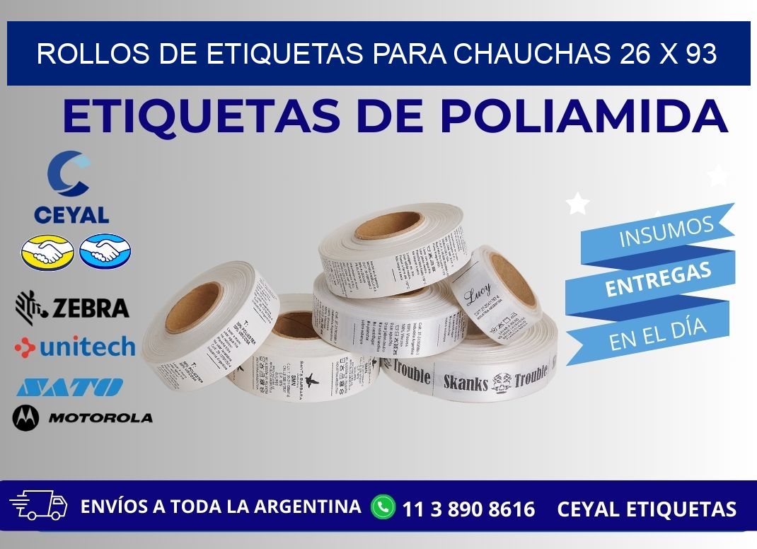 ROLLOS DE ETIQUETAS PARA CHAUCHAS 26 x 93