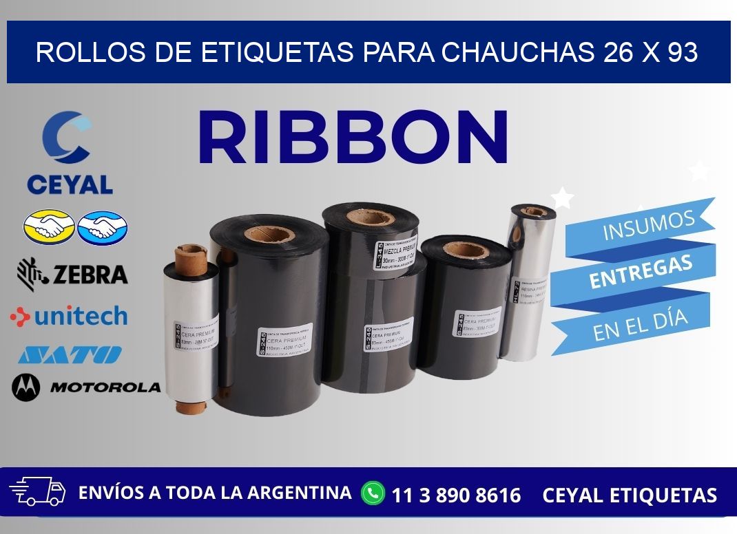 ROLLOS DE ETIQUETAS PARA CHAUCHAS 26 x 93