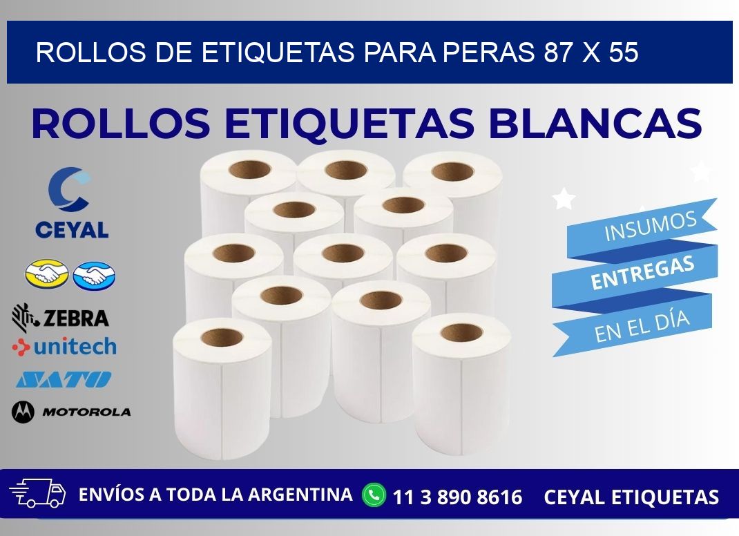 ROLLOS DE ETIQUETAS PARA PERAS 87 x 55