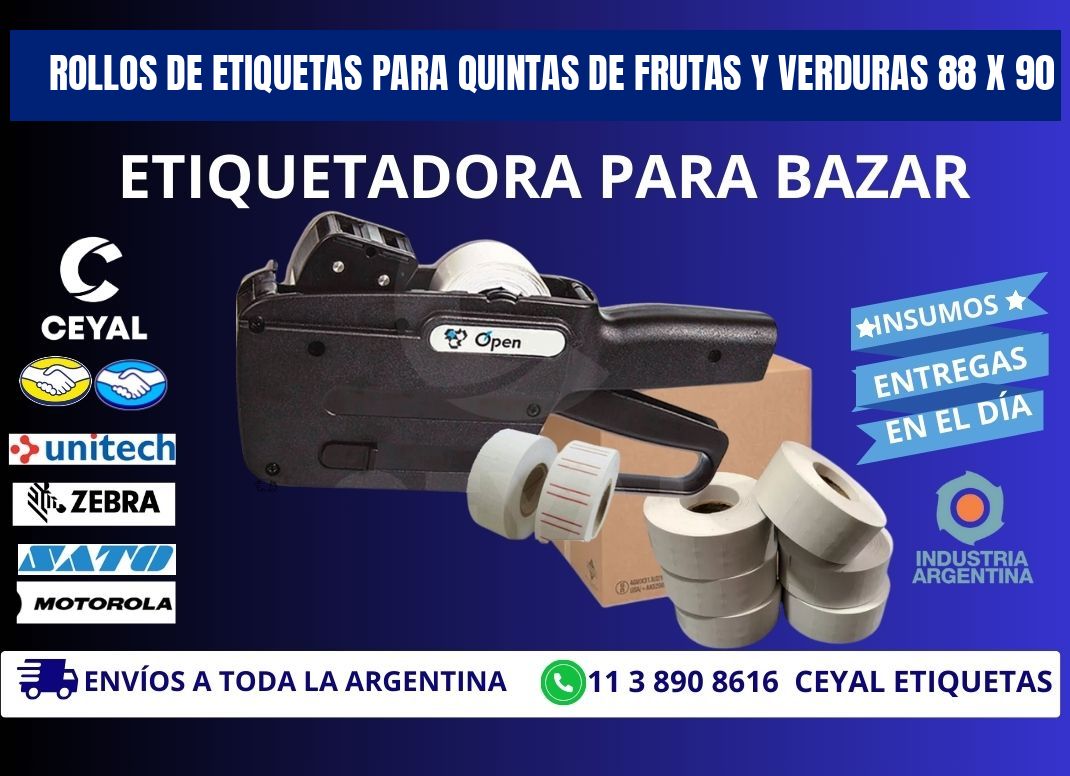 ROLLOS DE ETIQUETAS PARA QUINTAS DE FRUTAS Y VERDURAS 88 x 90