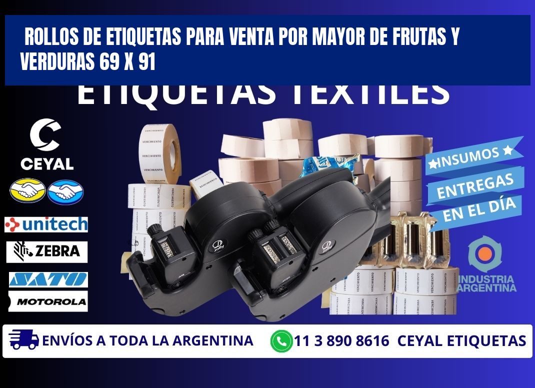 ROLLOS DE ETIQUETAS PARA VENTA POR MAYOR DE FRUTAS Y VERDURAS 69 x 91