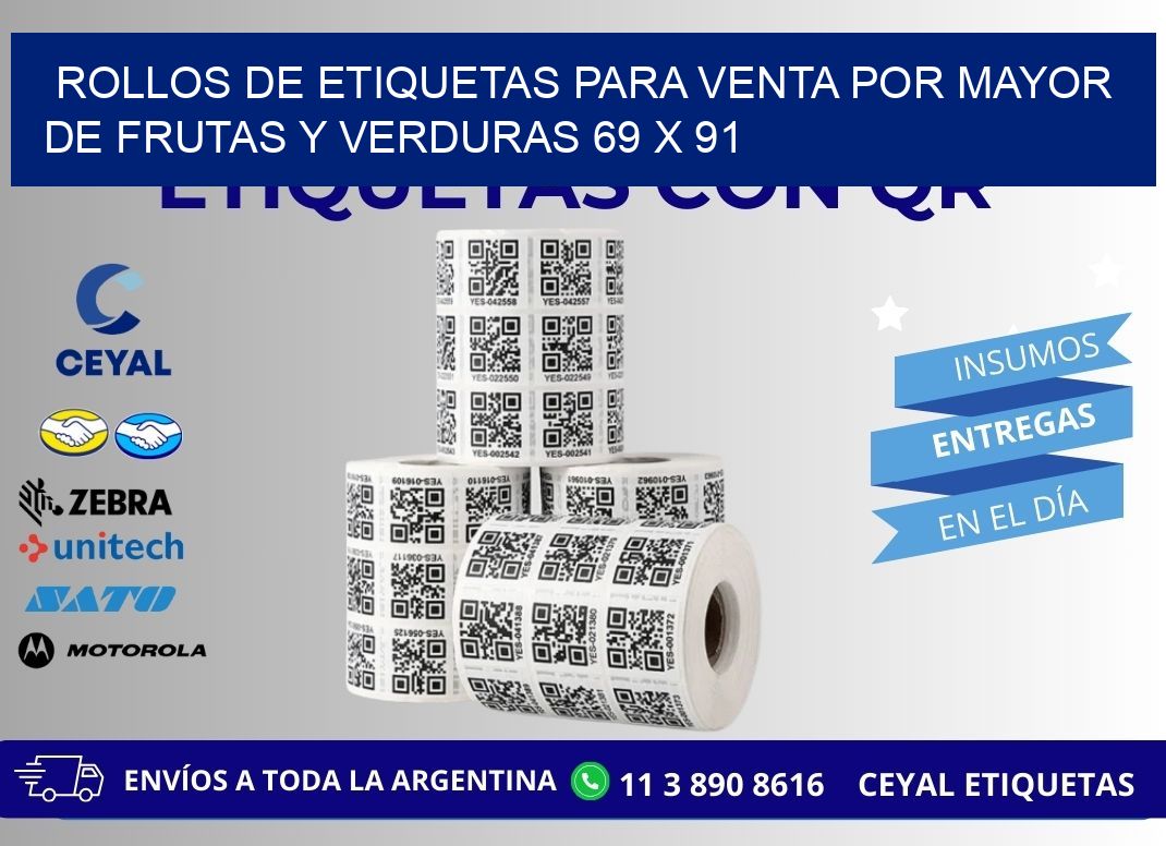 ROLLOS DE ETIQUETAS PARA VENTA POR MAYOR DE FRUTAS Y VERDURAS 69 x 91